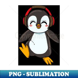 cute penguin with headphones - professional sublimation digital download - perfect for sublimation mastery