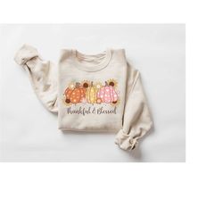 thankful blessed sweatshirt, retro fall kids shirt, thanksgiving pumpkin sweatshirt, retro pumpkin sweatshirt, thanksgiv