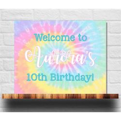 editable tie dye welcome sign, tie dye poster, 8x10 & 16x20 template