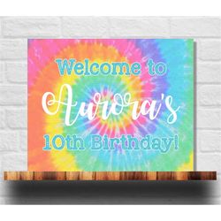 editable tie dye welcome sign, tie dye poster, 8x10 & 16x20