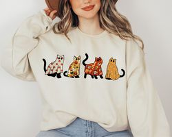 cat halloween sweatshirt png, cat sweatshirt png, ghost hodie, halloween sweater, halloween cat hoodie, cat lover, cat