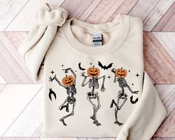 dancing skeleton sweatshirt png, pumpkin skeleton graphic sweater, halloween skeleton sweatshirt png, halloween gifts, f