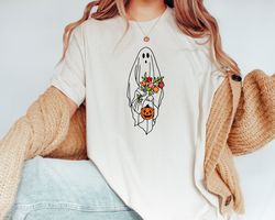 floral ghost halloween shirt png, trick or treat ghost shirt png, autumn pumpkin shirt png, 2023 happy halloween shirt p