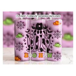 3D Inflated Boo Haw Tumbler Wrap Design, Halloween Tumbler Wrap, 20oz Sublimation Design png, Skinny Straight Tumbler Wr
