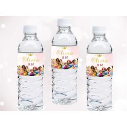 princess water bottle label princess bottle wrappers princesses decor princess birthday party decoration theme wrap edit