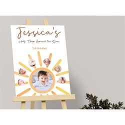 half trip around the sun photo collage six months birthday milestone poster 6 month birthday board sign party decor deco