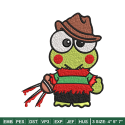 keroppi freddy krueger embroidery design, horror embroidery, horror design, embroidery file, digital download.