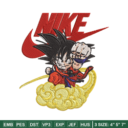 kid goku magic cloud nike embroidery design, dragon ball embroidery, nike design, embroidery file, instant download.