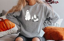 ghost cats halloween sweatshirt png, halloween shirt png, halloween cat clothes, cat lover gift, funny halloween cat shi