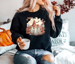 ghost sweatshirt png, western halloween sweatshirt png, spooky season, ghost shirt png, halloween cowboy, halloween cow,