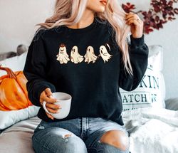 ghost halloween sweatshirt png, retro halloween shirt png, ghost sweatshirt png, fall sweatshirt png pngfor women, hallo