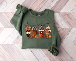 halloween sweatshirt png, fall coffee sweatshirt png, halloween crewneck, pumpkin spice shirt png, halloween coffee swea