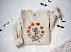 pumpkin halloween sweatshirt png, skeleton halloween shirt png, pumpkin shirt png, fall sweatshirt png pngfor women, ret