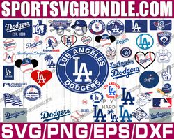 bundle 55 files la dodgers baseball team svg, la dodgers svg, mlb team  svg, mlb svg, png, dxf, eps, jpg