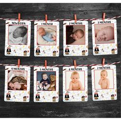 editable pirate monthly photo milestone, pirate decor, pirate birthday milestone, template