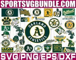 bundle 32 files oakland athletics baseball team svg, oakland athletics svg, mlb team  svg, mlb svg, png, dxf, eps, jpg