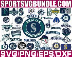 bundle 37 files seattle mariners baseball team svg, seattle mariners svg, mlb team  svg, mlb svg, png, dxf, eps, jpg