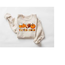 tis the season sweatshirt, fall pumpkin football coffee sweater, autumn vibes shirt, thanksgiving sweatshirt, fall coffe