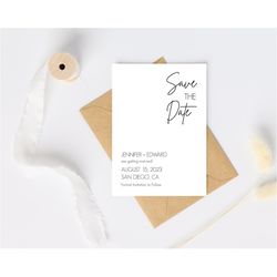 minimalist save the date template, classic save the date invite, simple save the date cards, edit yourself save the date