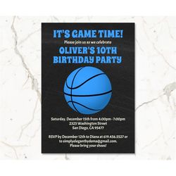 simple black and white birthday invitation template, any age, instant download birthday invitation for boys teens kids