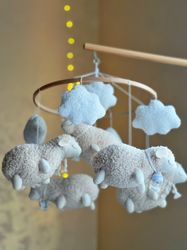 lambs boho mobile cozy mobile nursery mobile, baby mobile, nursery decor, baby boy mobile, baby girl mobile, mobile bebe