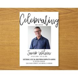 simple black and white birthday invitation template, any age, instant download birthday invitation for boys teens kids