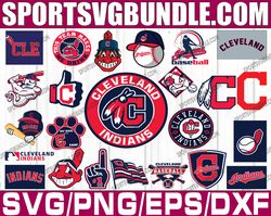 bundle 23 files cleveland indians baseball team svg, cleveland indians svg, mlb team  svg, mlb svg, png, dxf, eps, jpg
