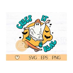 boy halloween svg, creep it real svg, kids halloween svg, ghost skateboard svg, png files