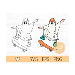 ghost skateboard svg, boy halloween svg, kids halloween svg, png files