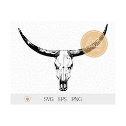 bull skull #4 svg, cow skull svg, png