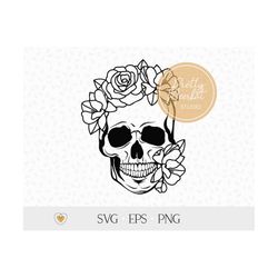 flower skull svg, floral skull svg, skull cut file, svg files for cricut