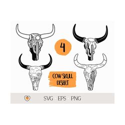 cow skull desert svg bundle, bull skull svg, desert svg, png