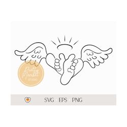 baby loss memorial svg, baby feet with angel wings svg, png files