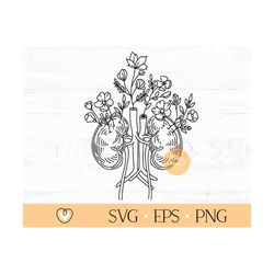 kidneys svg, floral kidneys svg, kidneys with  wildflowers svg, png file