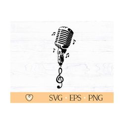 vintage microphone svg, music svg, png file