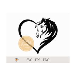 horse svg, horse heart svg, horse silhouette svg, png files