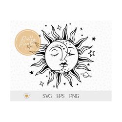 sun and moon svg, celestial svg, witchy svg, svg files for cricut