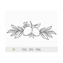 lemon svg, lemon border svg, tree branch svg, citrus fruit png