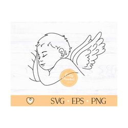 sleeping baby angel svg, baby loss memorial svg, png files