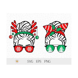 Christmas Messy Bun svg, Mom life svg, Funny Christmas svg, svg files for cricut