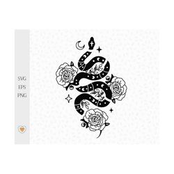 flower snake svg, boho svg, floral viper png, svg files for cricut