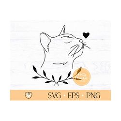 cat svg, cute cat svg, cat with heart svg, png
