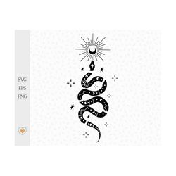 celestial snake svg, boho svg, witchy viper png, svg files for cricut