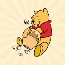 winnie the pooh with honey svg, winnie the pooh svg, vinyl cut file, svg, pdf, jpg, png, ai printable design file