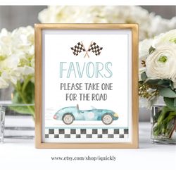 race car birthday party favor sign take one for the road race car table sign two fast 2 car 2nd birthday party instant d