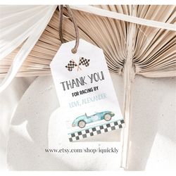 editable two fast birthday favor tags race car 2nd birthday thank you tags racing vintage racecar printable template ins