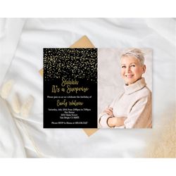 black and gold birthday invitations/any color/edit yourself/printable gold birthday invitations/instant download/digital