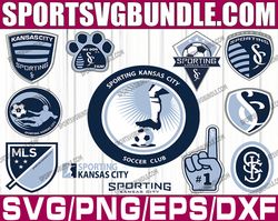 bundle 12 files sporting kansas city soccer team svg, sporting kansas city svg, mls teams svg, mls svg, png, dxf, eps