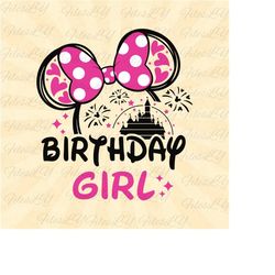 birthday girl svg, mouse head svg, mouse ears svg, birthday svg, castle svg, vinyl cut file, svg, pdf, jpg, png, ai prin