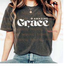 amazing grace svg png retro christian sublimation design faith png, bible verse png, trendy aesthetic png, jesus shirt f